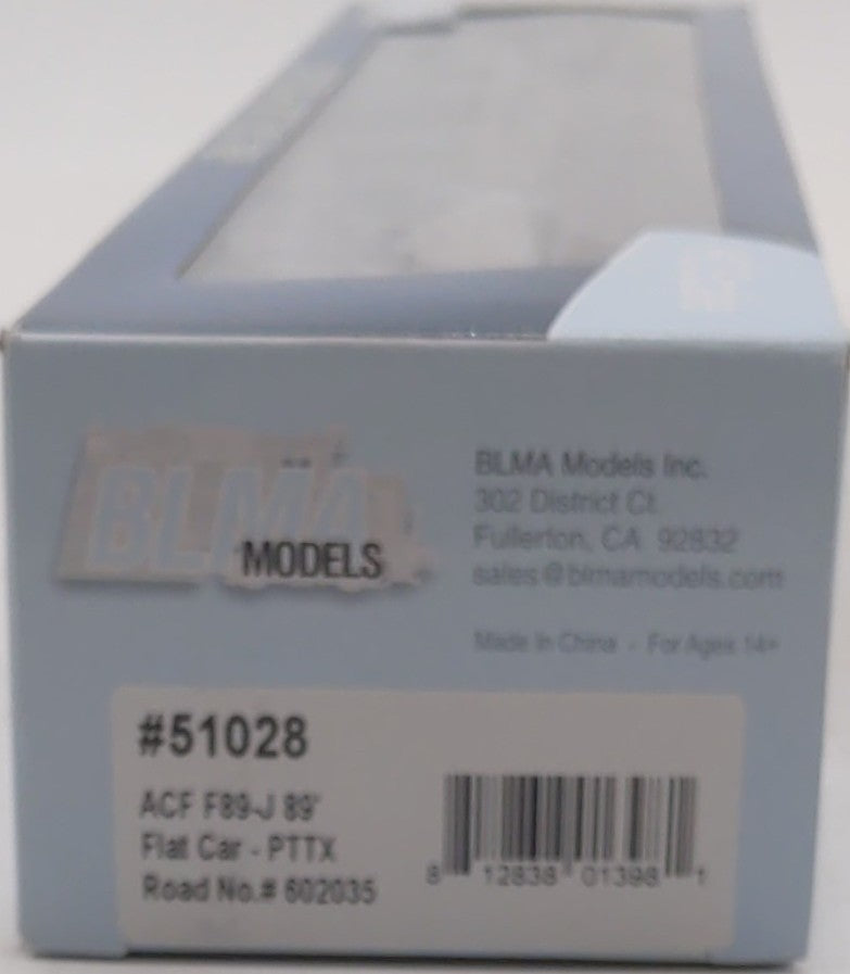 BLMA Models 5102 HO Scale PTTX ACF F89-J 89' Flatcar #602035