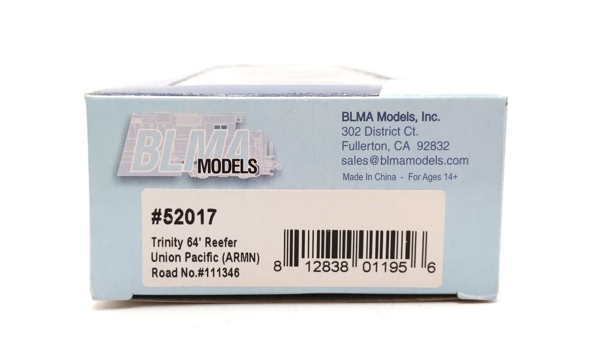 BLMA Models 52017 HO Scale Union Pacific/ARMN Trinity 64' Reefer Car #111346 LN/Box