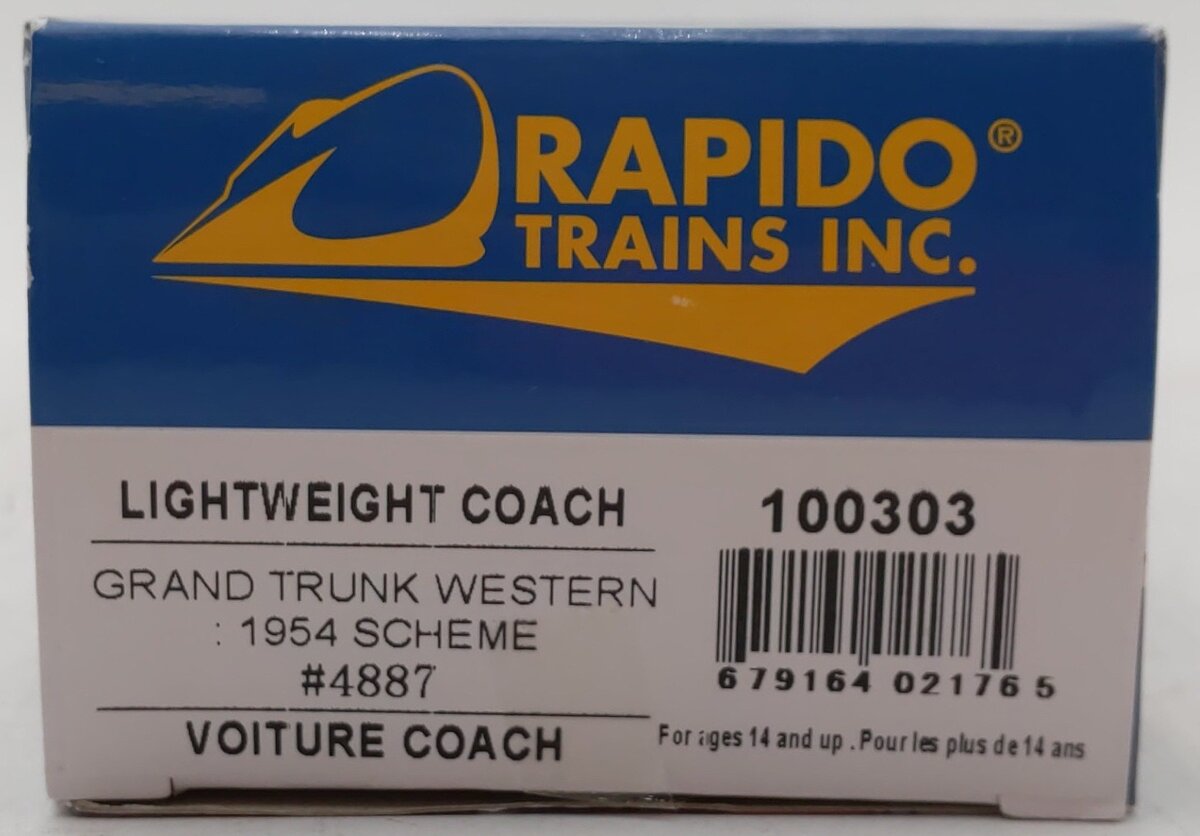 Rapido Trains 100303 HO Grand Trunk Western CC&F Lightweight Coach #4887