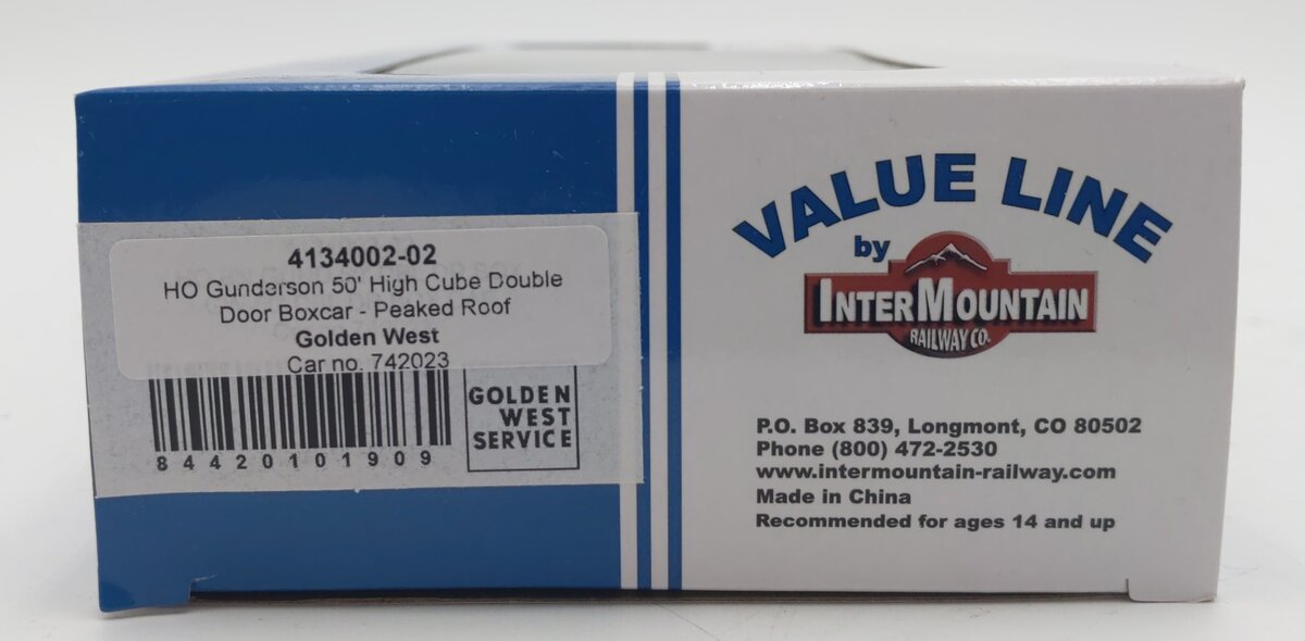 InterMountain 4134002-02 HO Galveston Golden West 50' High Cube Boxcar #742023 NIB