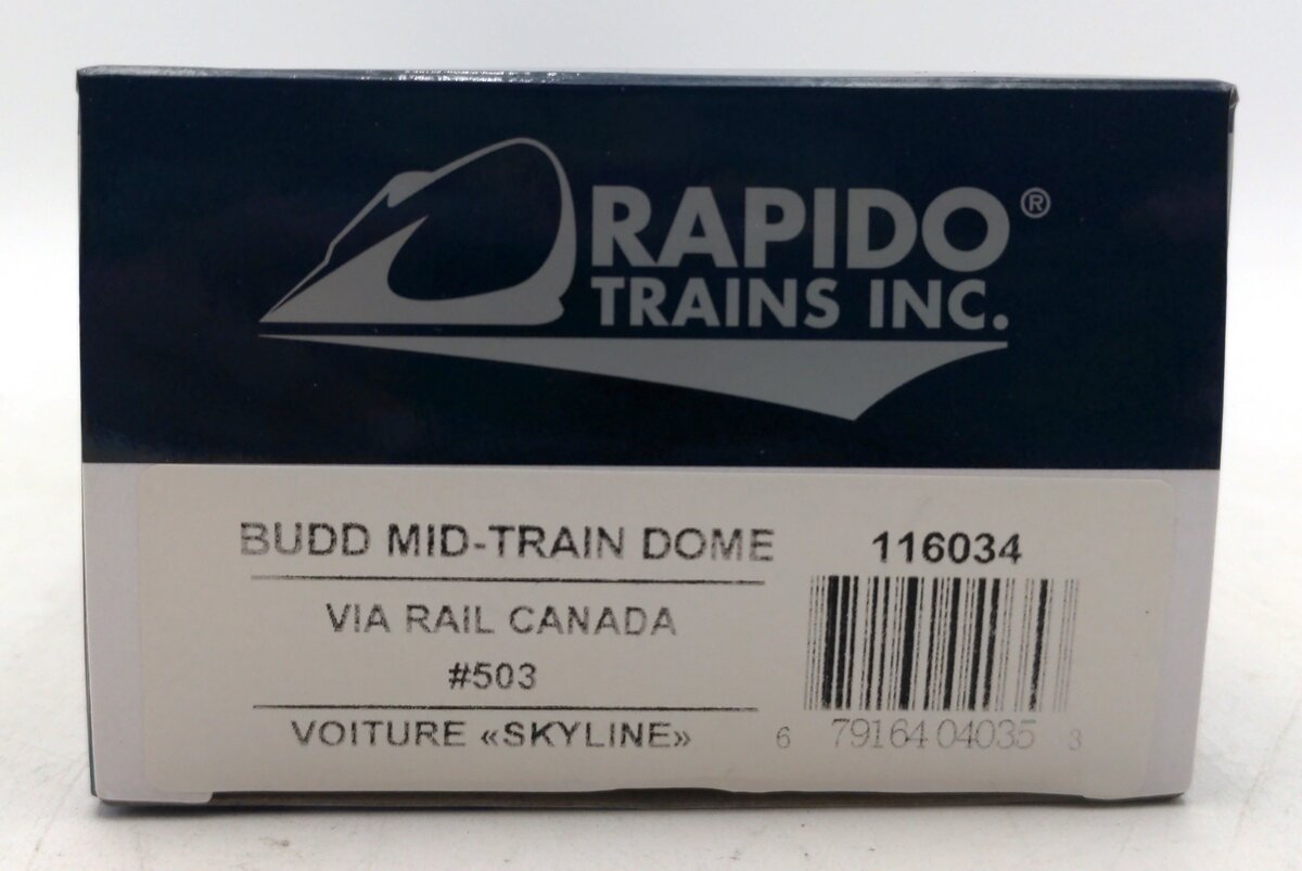 Rapido Trains 116034 HO Via Rail Canada Budd Mid-Train Dome #503