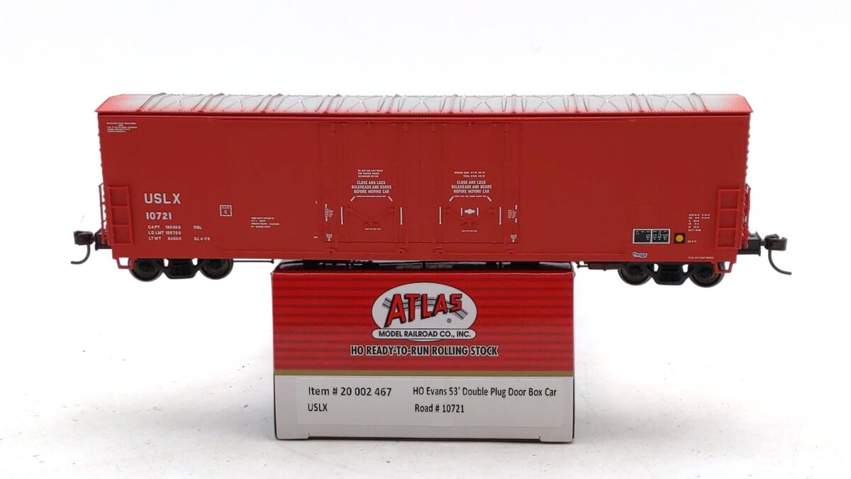 Atlas 20002467 HO Scale USLX 53' Double Plug Door Box Car #10721 LN/Box