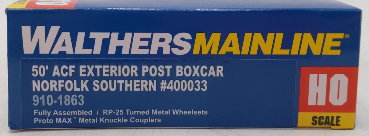 Walthers 910-1863 HO Norfolk Southern RTR 50' ACF Exterior Post Boxcar # 400033