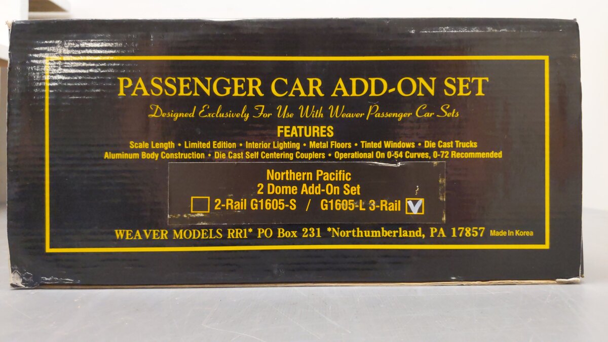 Weaver G1605-L Northern Pacific 2-Dome Add-On Set (3 Rail) EX/Box