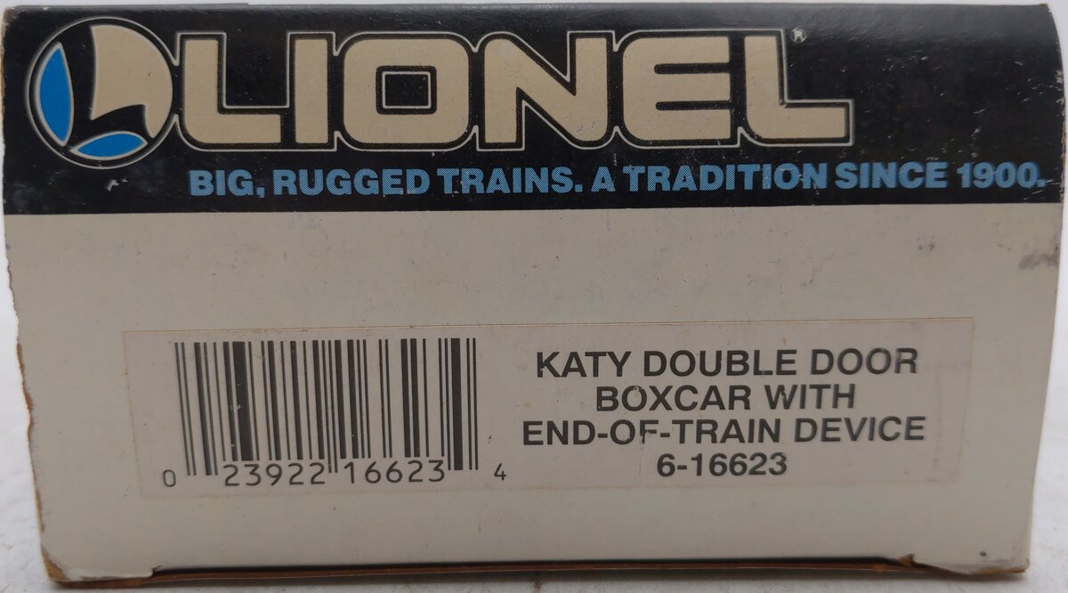Lionel 6-16623 O Gauge Katy Double Door Boxcar with End-Of-Train Device LN/Box