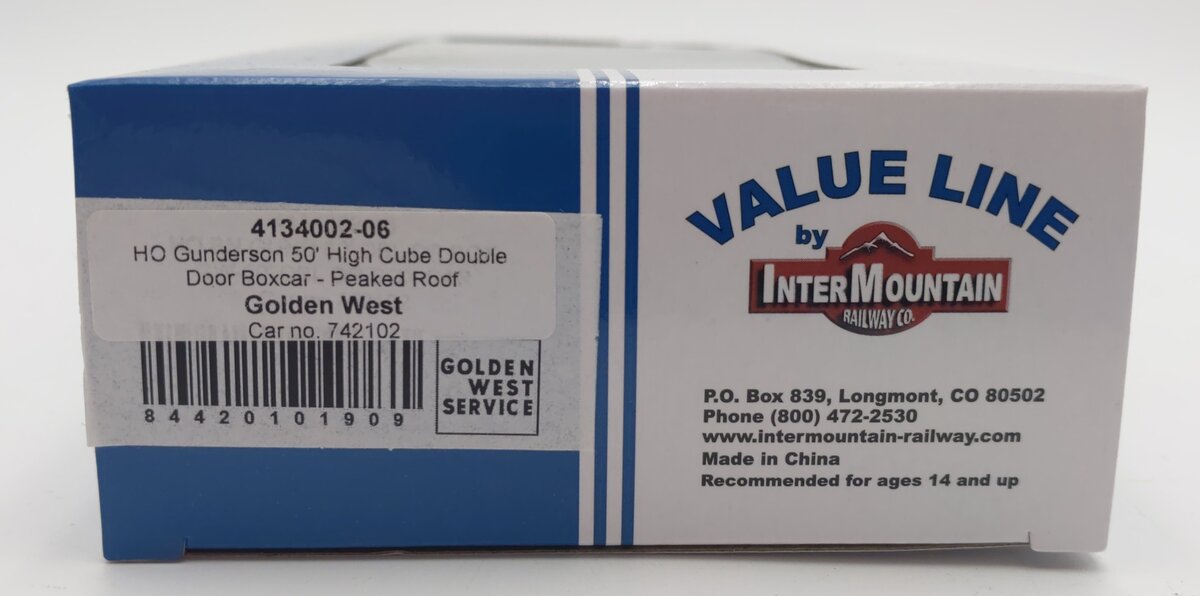 InterMountain 4134002-06 HO Golden West 50' High Cube Double Door Boxcar #742102 NIB