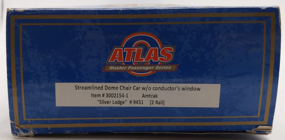 Atlas 3002154-1 O AMTK Silver Lodge Streamline Dome Chair Car #9451 -2 Rail EX/Box