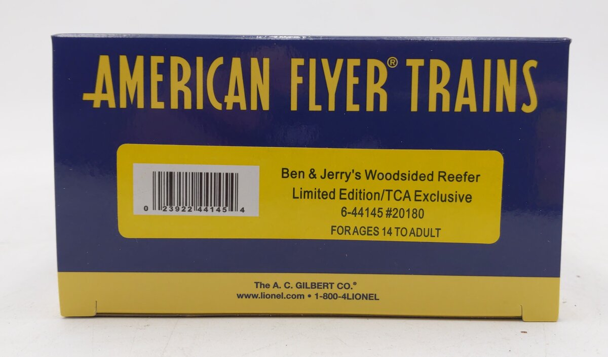 American Flyer 6-44155 S Gauge Ben & Jerry's Woodsided Reefer TCA Ex. #20180 MT/Box