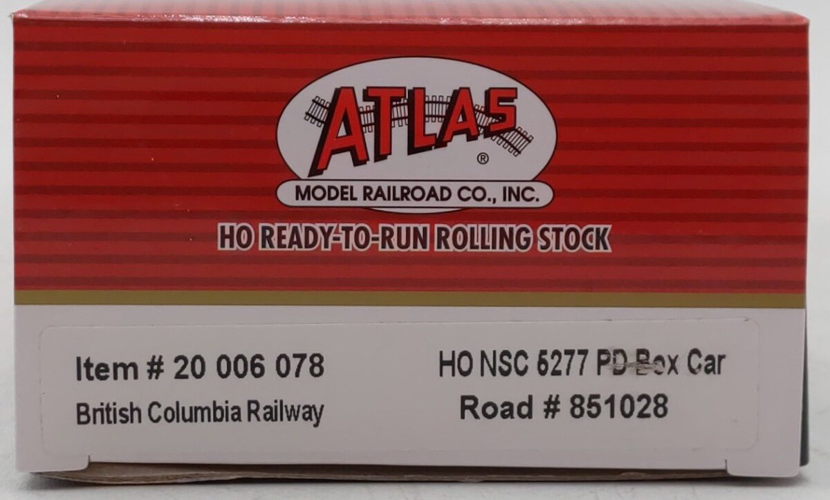 Atlas 20006078 HO British Columbia Railway NSC 5277 50' Plug-Door Boxcar #851028