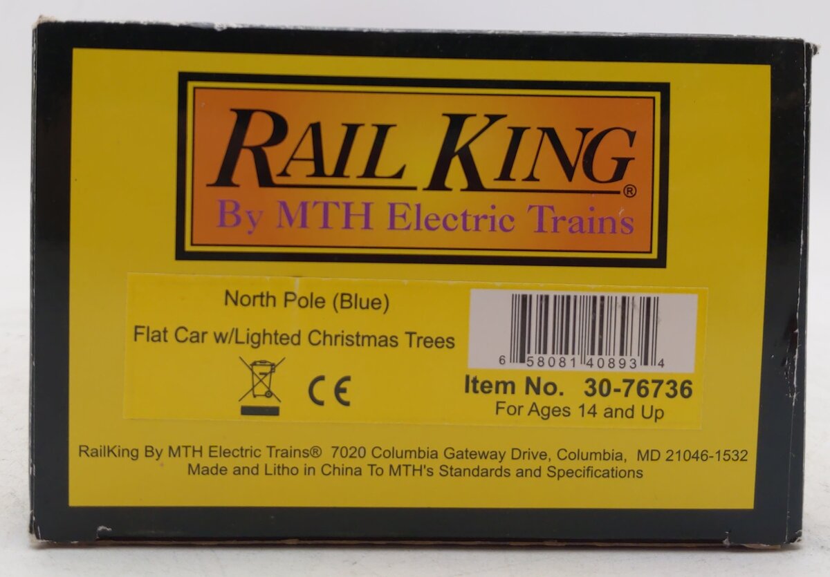 MTH 30-76736 O North Pole Flatcar with Lighted Christmas Trees