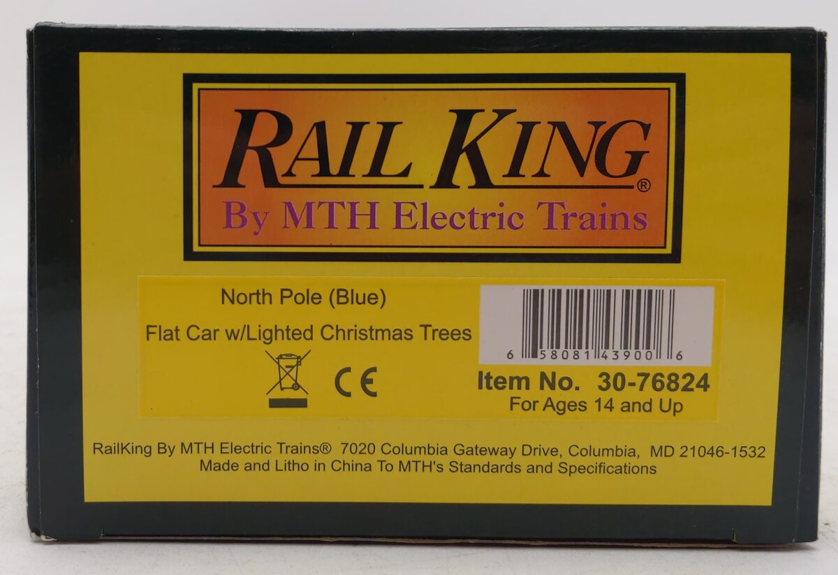 MTH 30-76824 O North Pole RailKing Flatcar with Lighted Christmas Trees