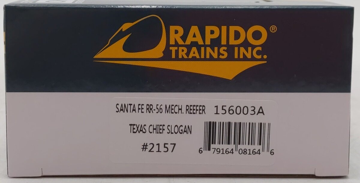 Rapido Trains 156003A HO SF Texas Chief Slogan RR-56 Mechanical Reefer #2157