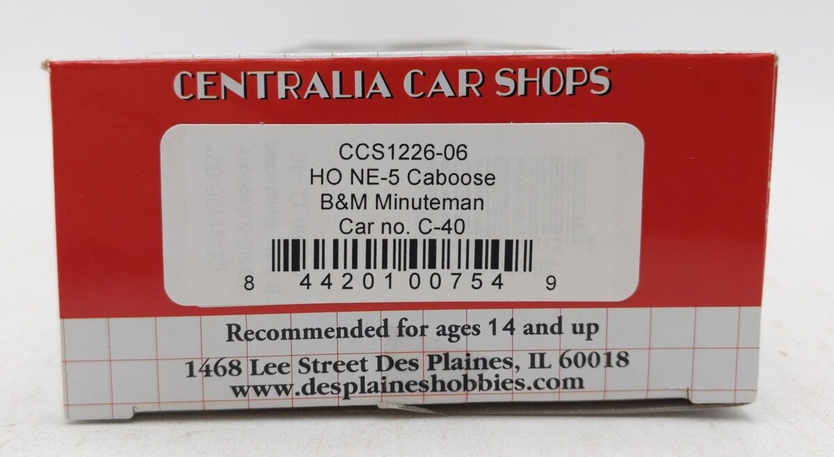 Centralia Car Shops CCS1226-06 HO Boston & Maine NE-5 Caboose #C-40 LN/Box