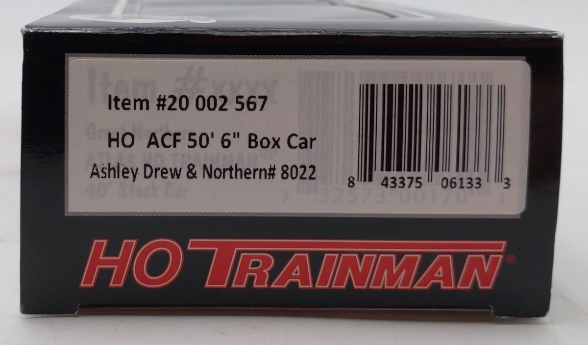 Atlas 20002567 HO Ashley Drew and Northern ACF 50'6" Box Car #8022