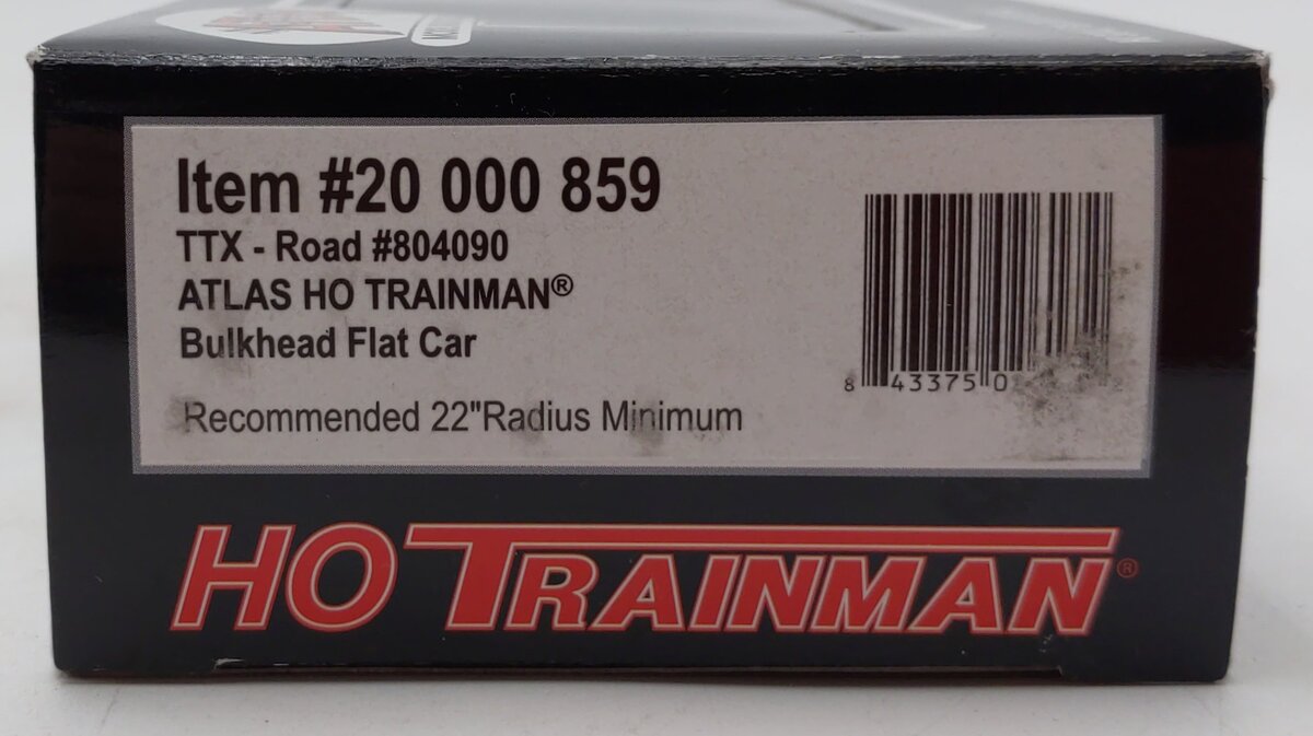 Atlas 20000859 HO Scale Trainman TTX Corporation Bulkhead Flat Car #804090
