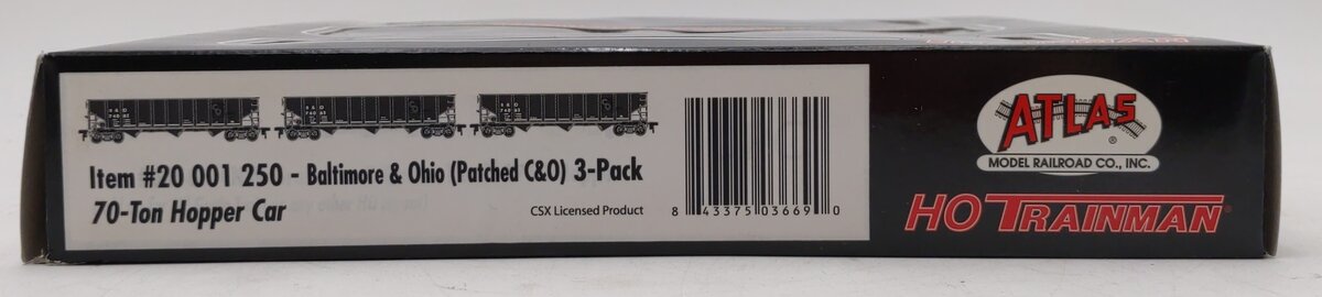 Atlas 20001250 HO Scale Baltimore & Ohio TM AAR 70-Ton 3B Hopper (3-Pack)