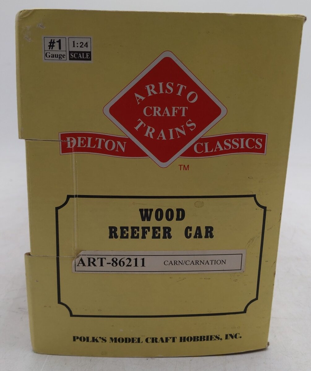 Aristo-Craft 86211 Carnation Milk Wood Reefer Car #86211 w/Plastic Wheels EX/Box