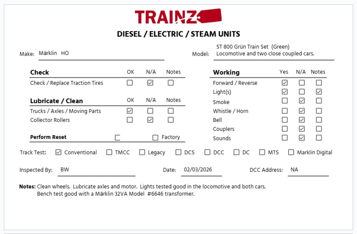 Marklin ST 800 HO Scale Electric Train Set EX/Box