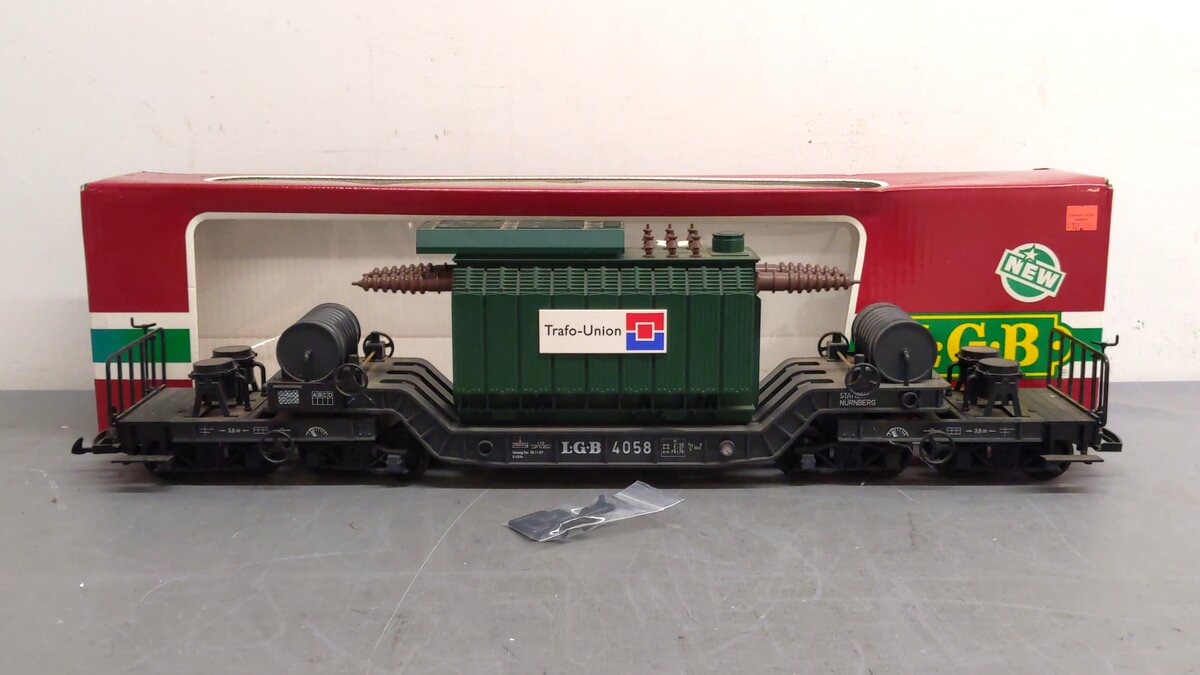 LGB 4058 G Scale Trafo-Union Depressed Center Transformer Flatcar