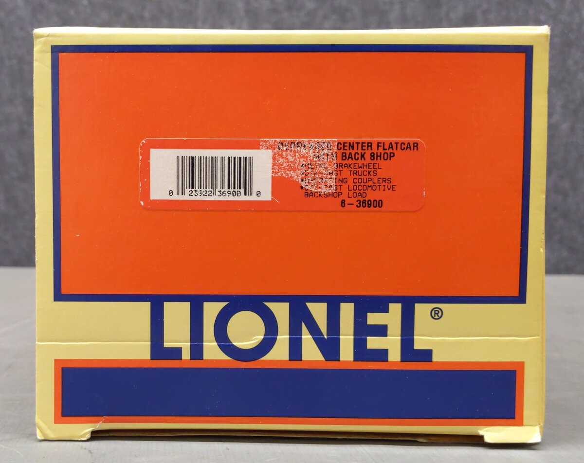 Lionel 6-36900 O Gauge Depressed Center Flatcar with Backshop Load EX/Box