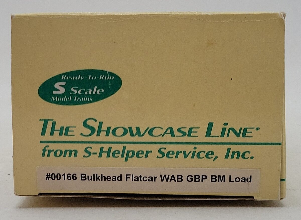S-Helper 00166 S Scale Wabash Bulkhead Flatcar GBP w/BM Load LN/Box