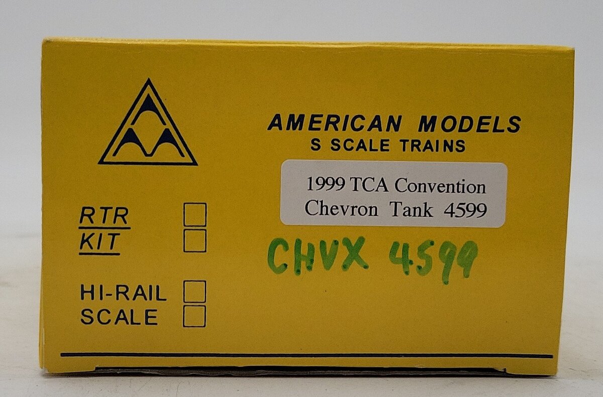 American Models 1999 S Scale TCA Convention Chevron Tank Car #4599 EX/Box
