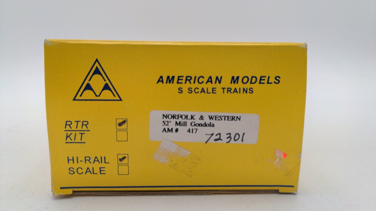American Models 417 S Scale Norfolk & Western Gondola w/o Load #72301 EX/Box