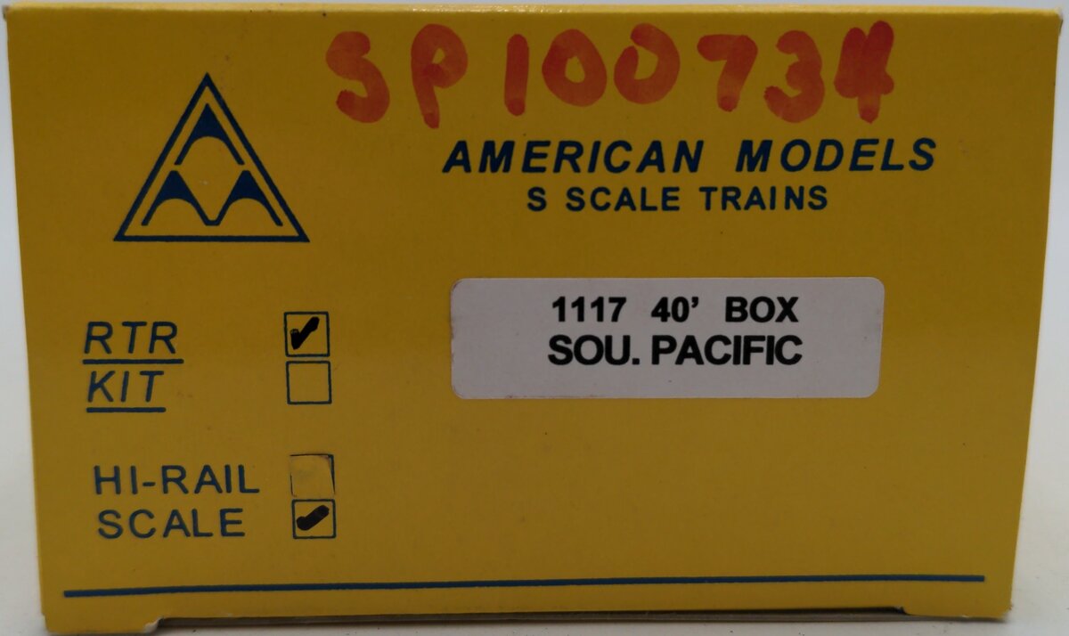 American Models 1117 S Scale Southern Pacific 40' Box Car #100714 EX/Box