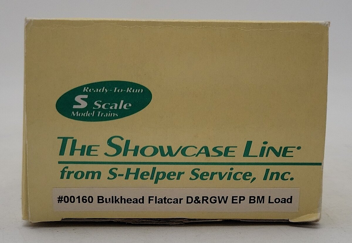 S-Helper 00160 S Scale D&RGW Bulkhead Flatcar w/ BM Load EX/Box