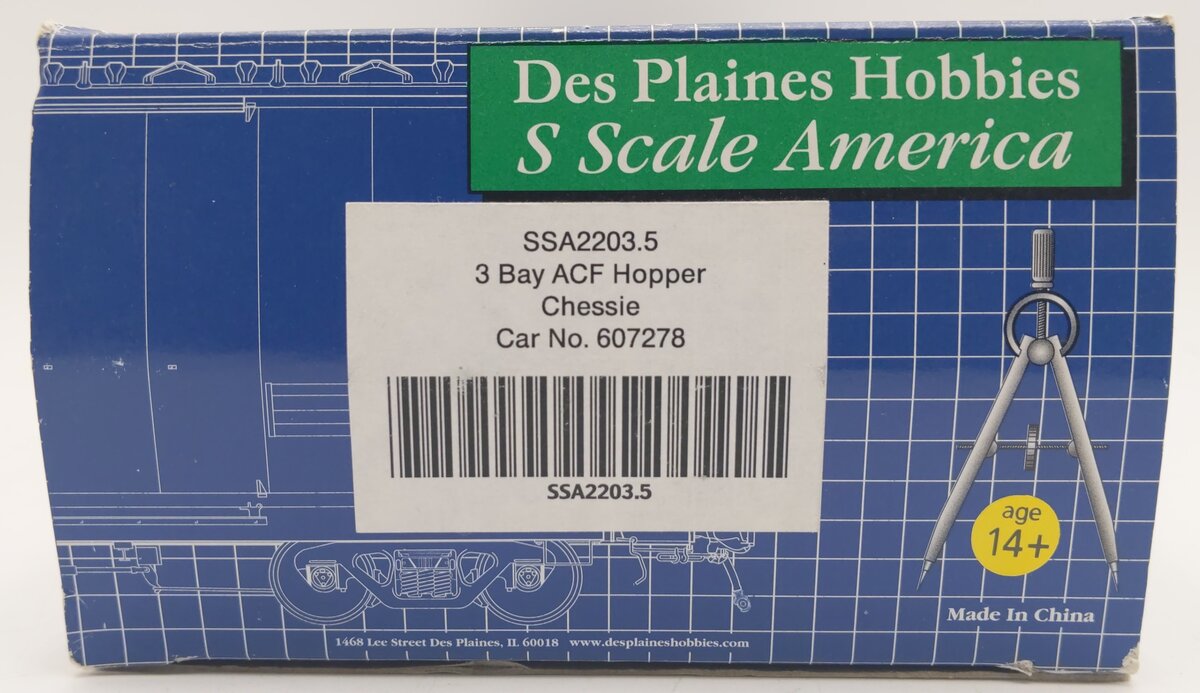 Des Plaines Hobbies SSA2203.5 S Chesapeake & Ohio 3-Bay ACF Hopper Car #607278 EX/Box