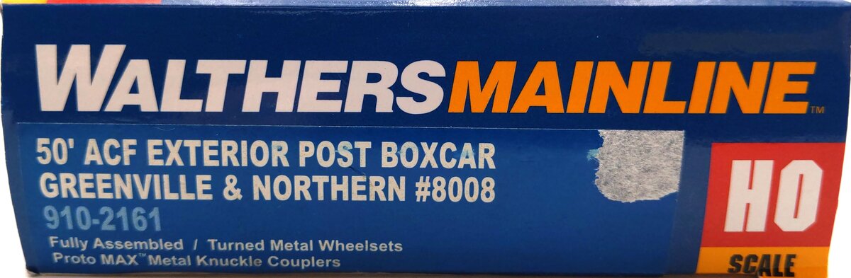 Walthers 910-2161 HO Greenville & Northern Railway 50' ACF Ext-Post Boxcar #8008