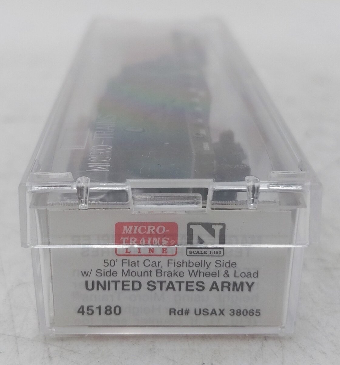 Micro-Trains 04500180 N US Army 50' Fishbelly Side Flatcar w/ Load #38065 LN/Box