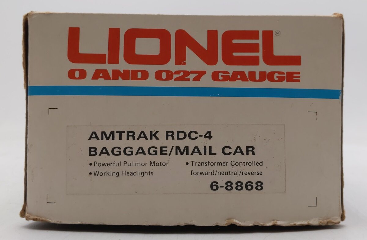 Lionel 6-8868 O Gauge Amtrak RDC-4 Powered Baggage/Mail Car EX/Box