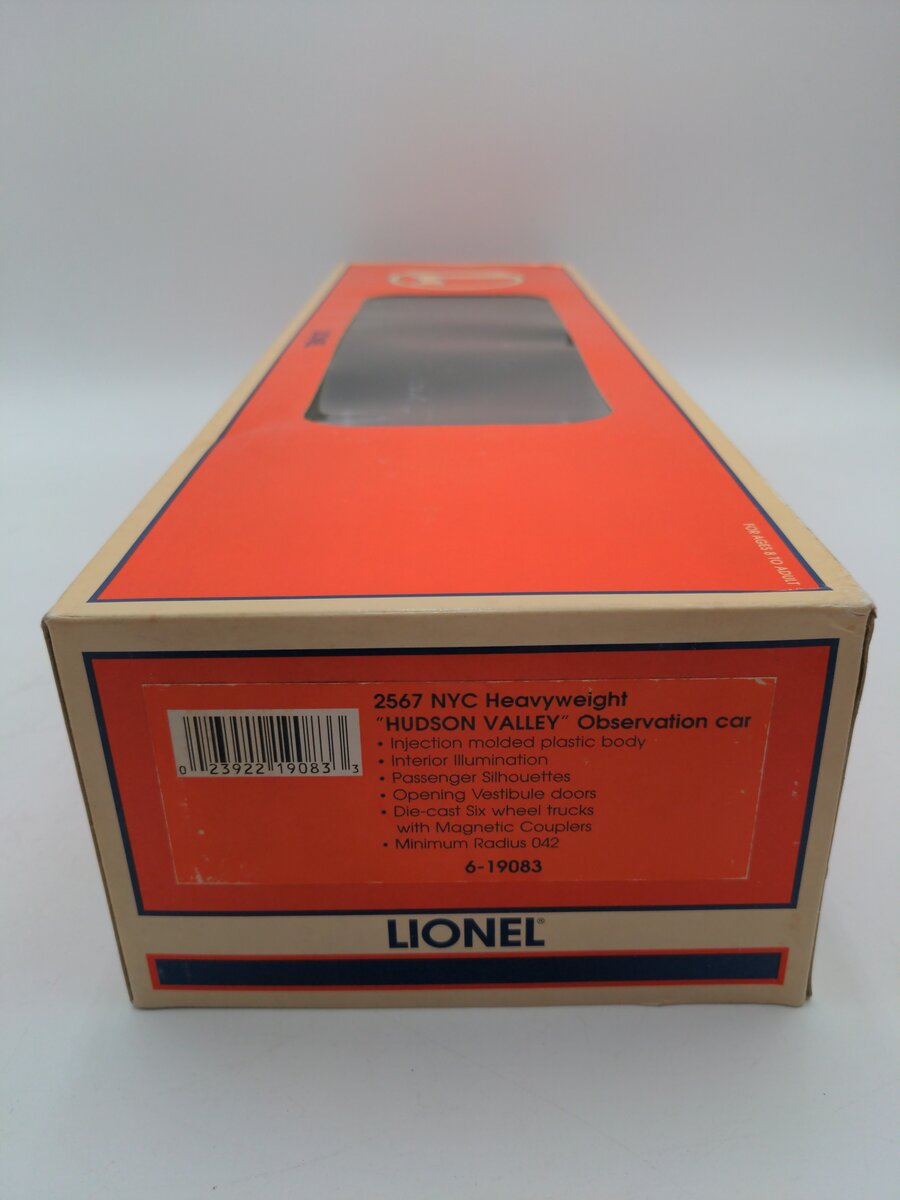 Lionel 6-19083 O Gauge New York Central Hudson Valley 2567 Observation Car EX/Box