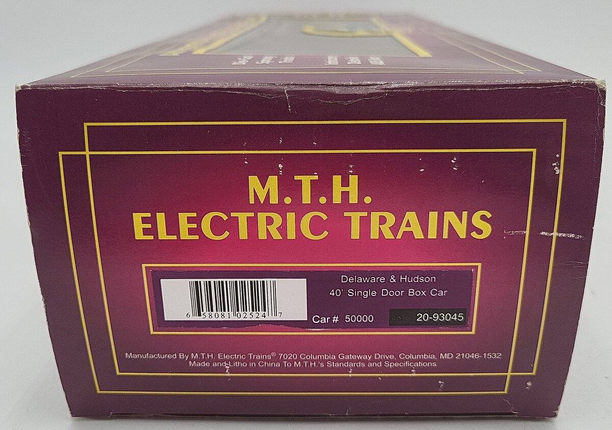 MTH 20-93045 O Gauge Delaware & Hudson Box Car #50000 EX/Box