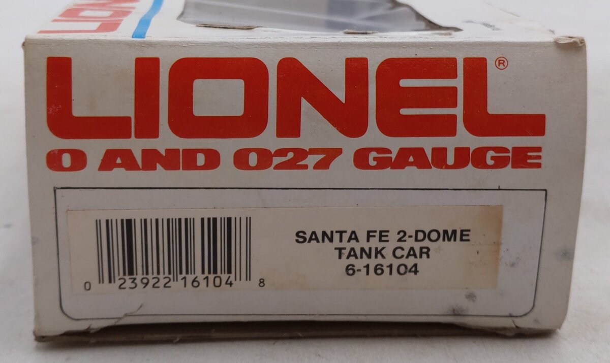 Lionel 6-16104 O Gauge Santa Fe 2-Dome Tank Car #16104 EX/Box