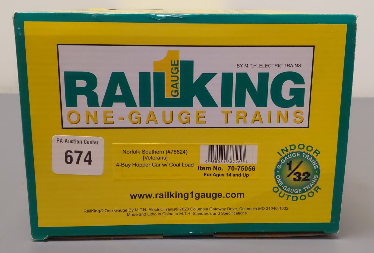 MTH 70-75056 G Scale Norfolk Southern "Veterans" Railking 4 Bay Hopper #76624