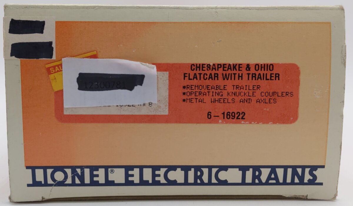 Lionel 6-16922 O Gauge Chesapeake & Ohio Flatcar with Trailer #16922 EX/Box