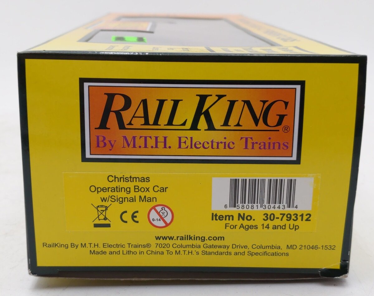 MTH 30-79312 Christmas Operating Box Car w/Signal Man LN/Box