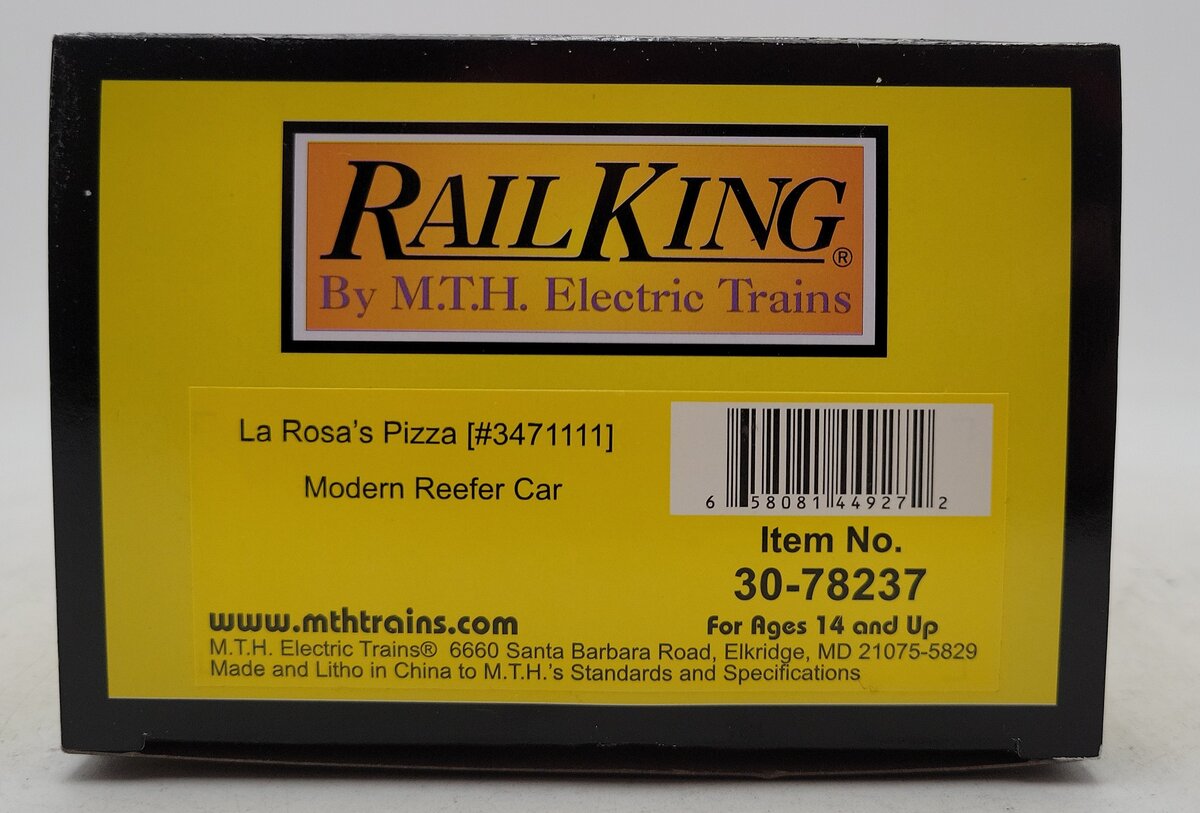MTH 30-78237 O Gauge La Rosa's Pizza Reefer Car #3471111 LN/Box