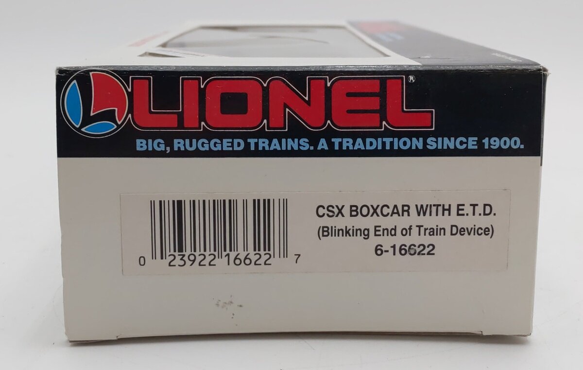 Lionel 6-16622 O Gauge CSX Boxcar with Red Flashing ETD NIB
