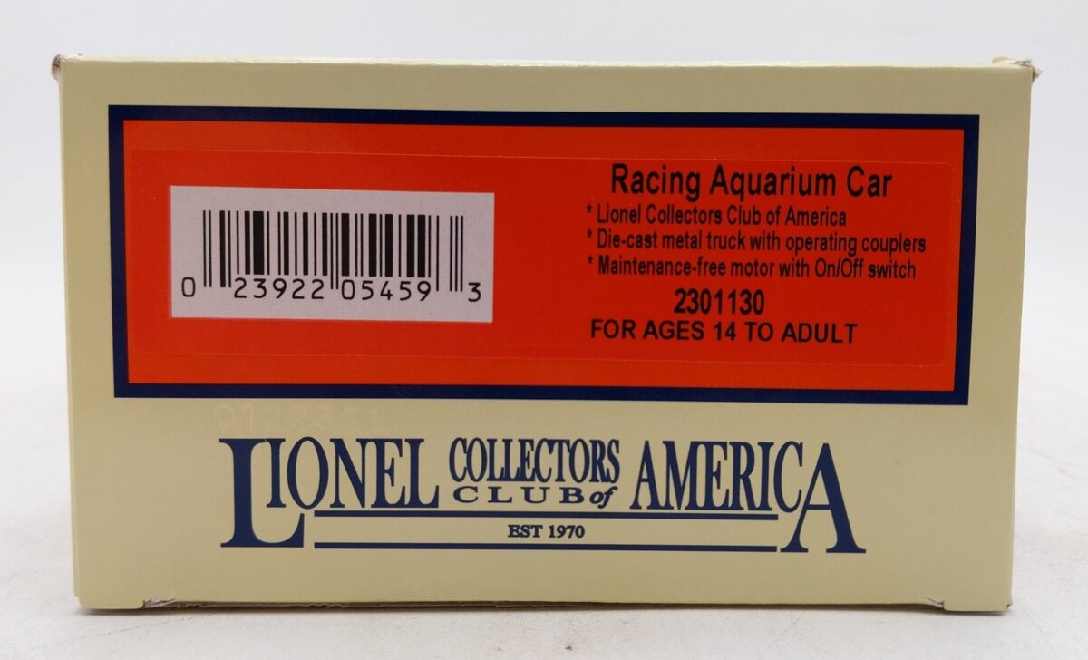 Lionel 2301130 O Gauge LCCA Racing Aquarium Car #28 NIB