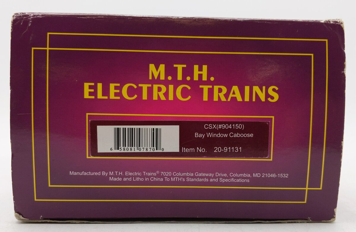 MTH 20-91131 CSX Bay Window Caboose #904150 LN/Box