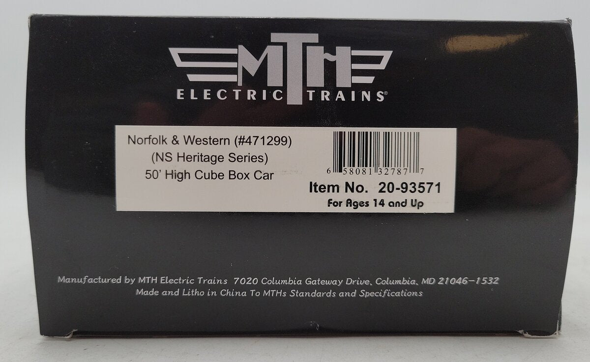 MTH 20-93571 O Gauge Norfolk & Western 50' Hi-Cube Boxcar #471299 LN/Box