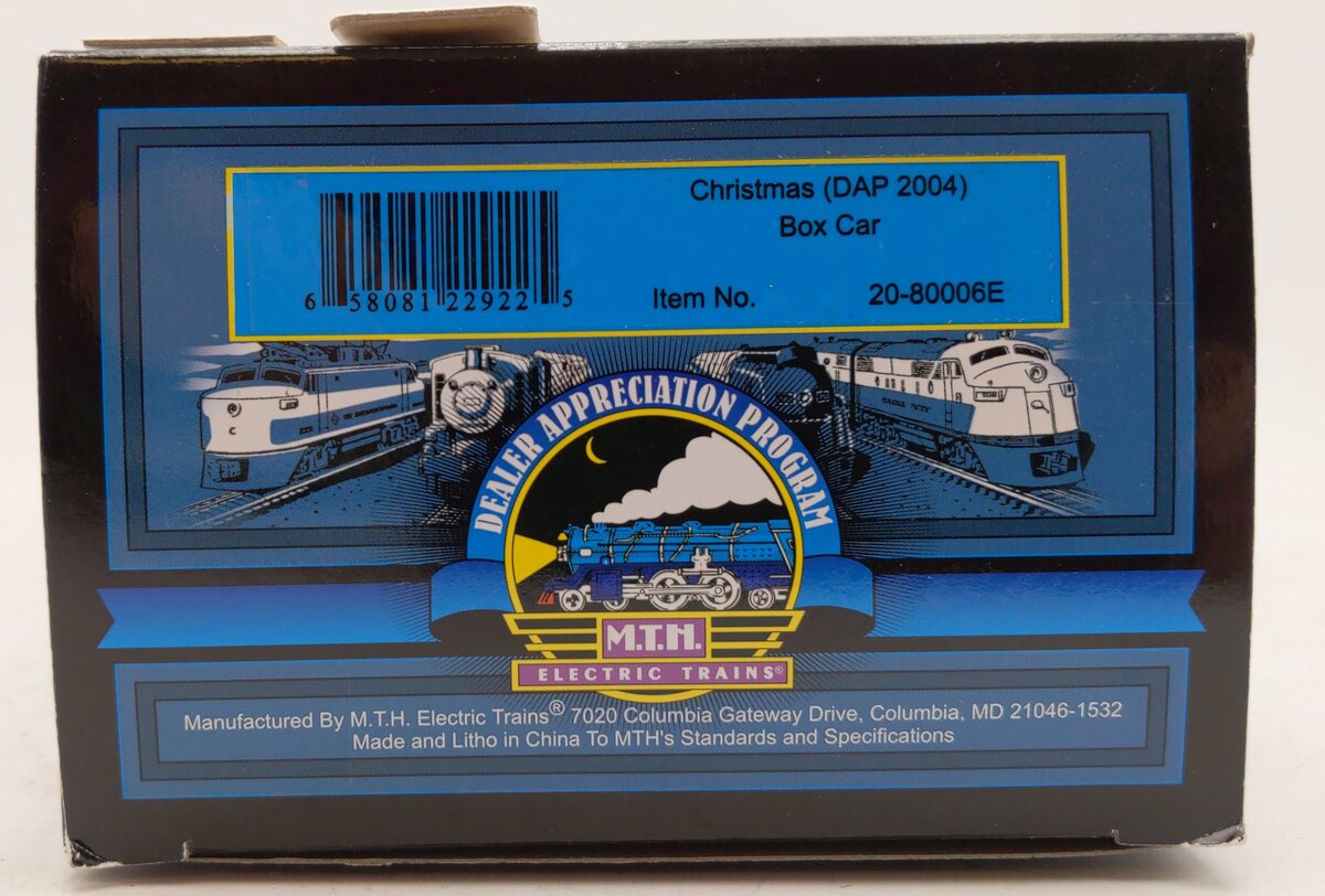 MTH 20-80006E O Gauge Christmas (DAP 2004) Box Car LN/Box