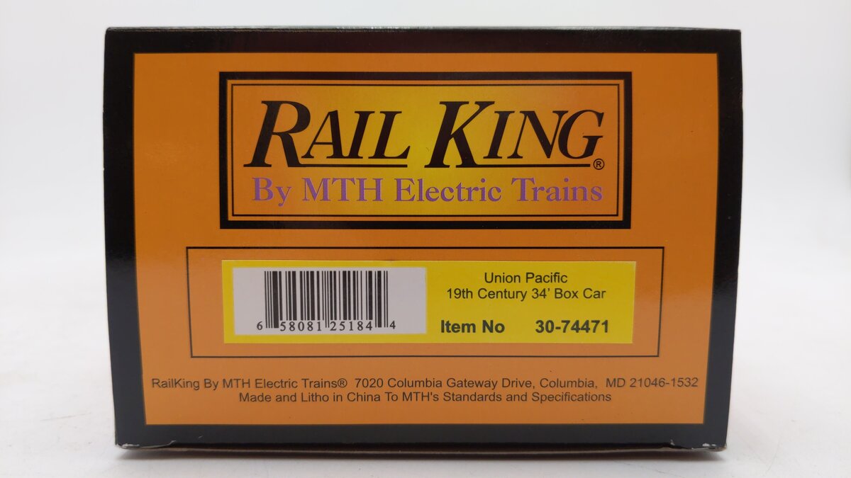 MTH 30-74471 19th Century Union Pacific 34’ Box Car LN/Box