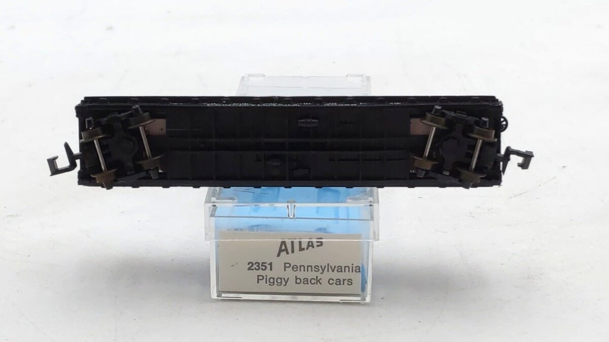 Atlas 2351 N Scale Pennsylvania 50' Piggyback Flatcar w/ Acme Trailers #30259 EX/Box