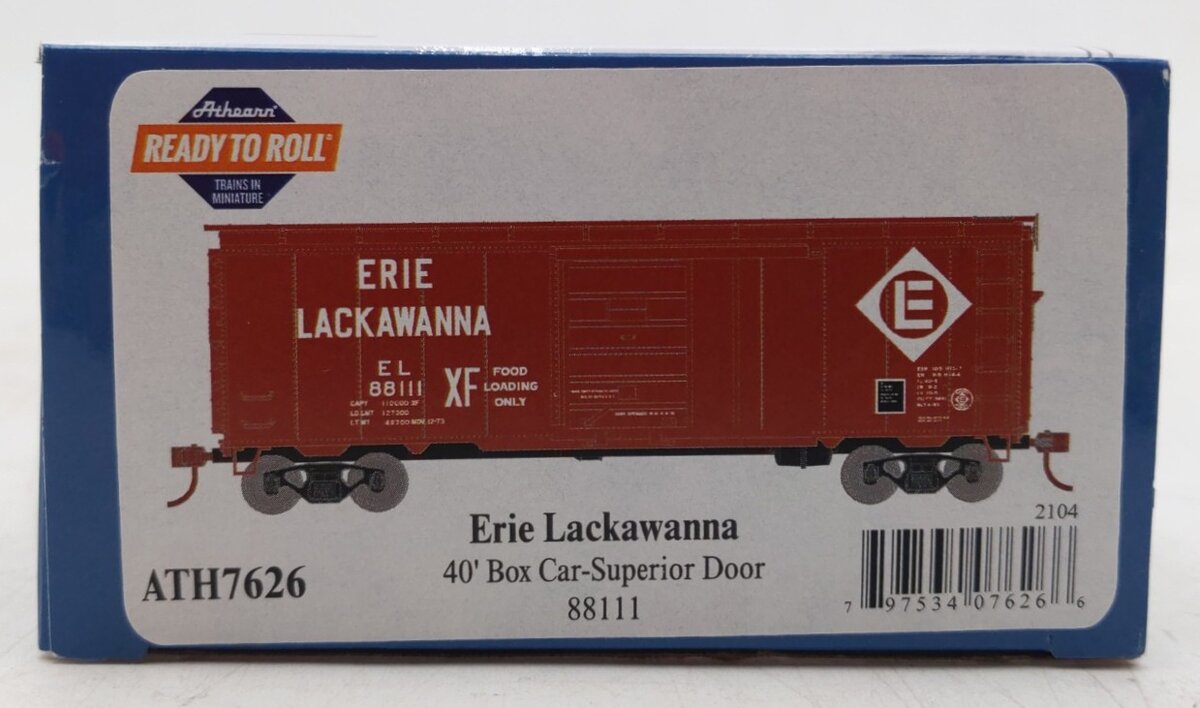 Athearn 7626 HO Erie Lackawanna RTR 40' Superior Door Box Car #88111