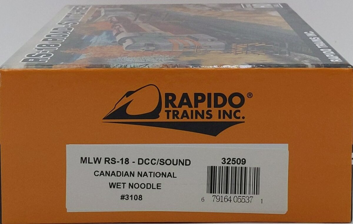 Rapido Trains 32509 HO Canadian National MLW RS-18 Diesel Loco Sound #3108