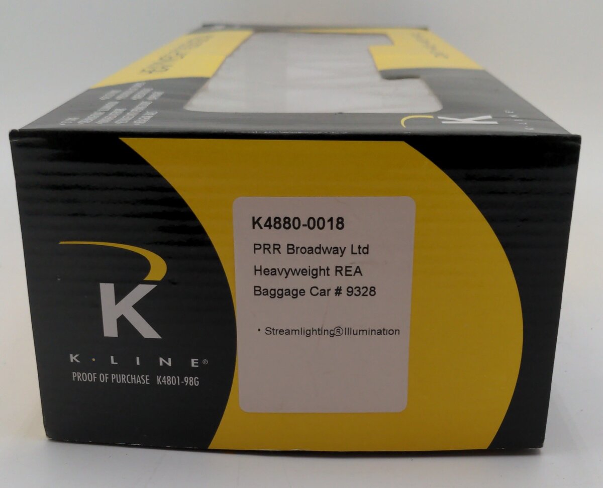 K-Line K4880-0018 O PRR Broadway Ltd. "REA" 15" Heavyweight Baggage Car #9328 EX/Box